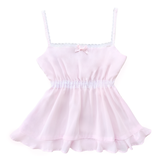 [Preorder] Macaron Sweetheart Babydoll Top in Strawberry