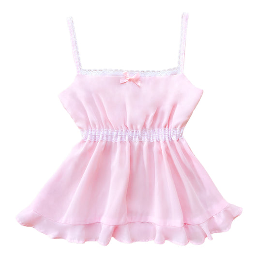 [Preorder] Macaron Sweetheart Babydoll Top in Strawberry