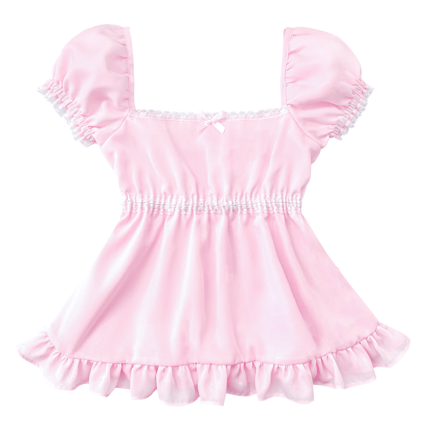 [Preorder] Macaron Sweetheart Sleeved Babydoll Top in Strawberry